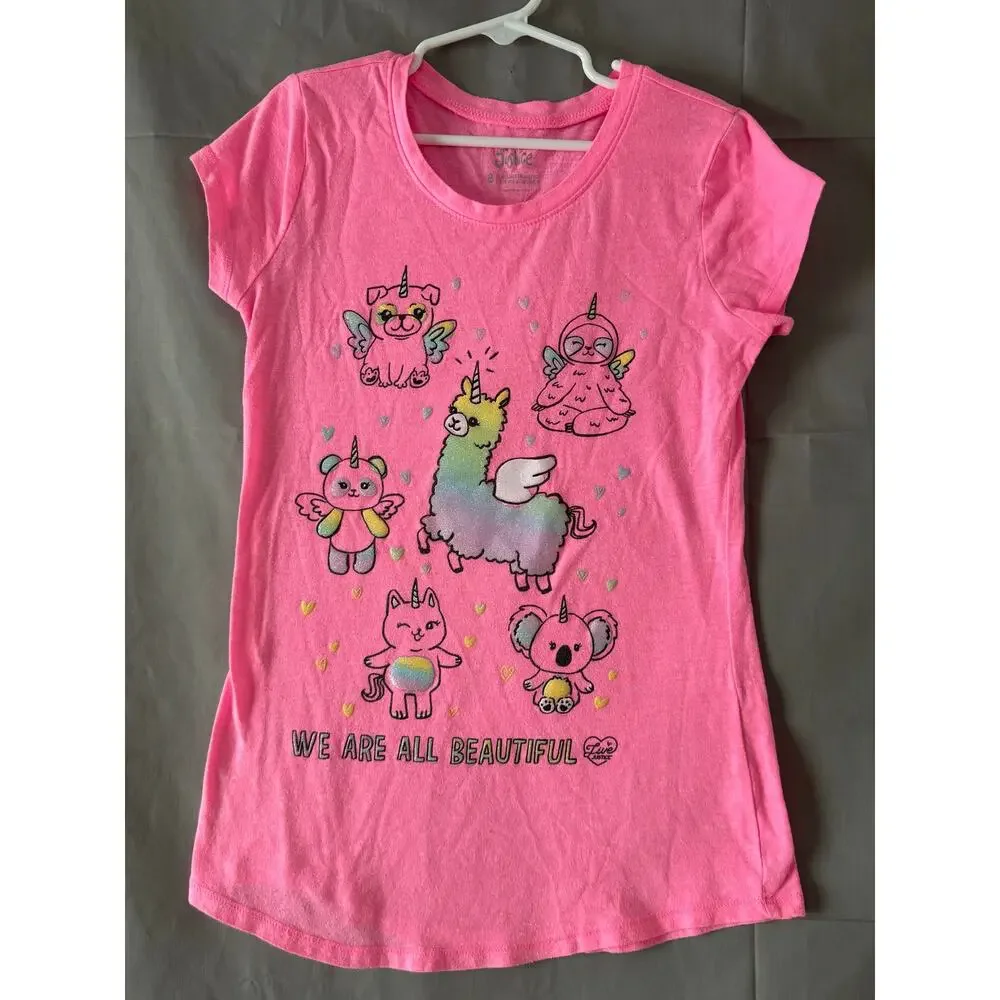 Girls Shirts (bundle of 3) Beautiful, Kindness; Peace, Size 8